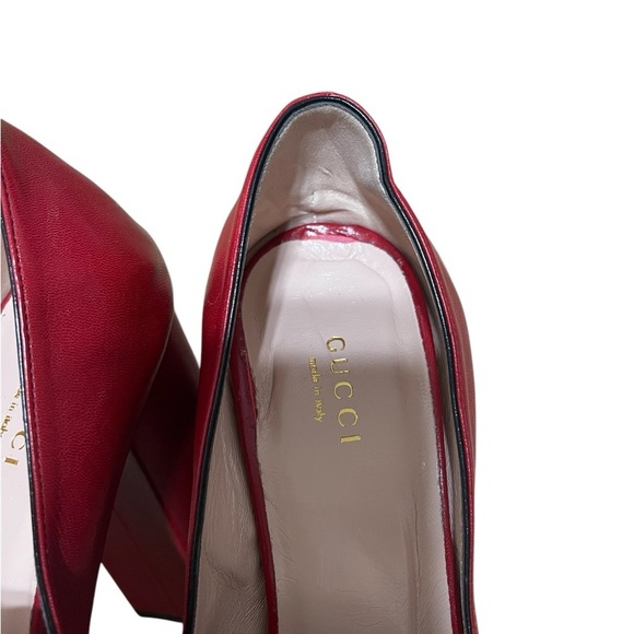 Gucci Marmont Fridge Red Platform High Heels Loafers - Picture 11 of 12